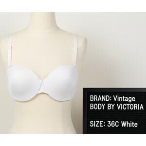 Vintage BODY BY VICTORIA Victorias Secret IPEX Strapless Multiway Bra 36C White